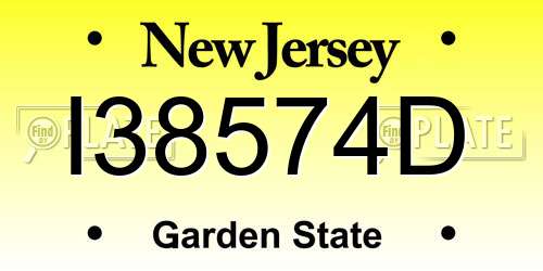 I38574D New Jersey License Plate