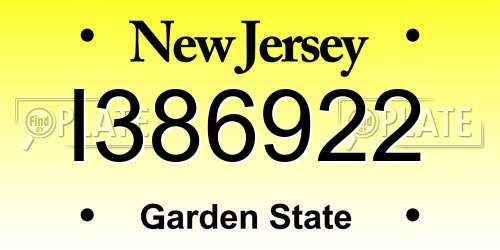 I386922 New Jersey License Plate