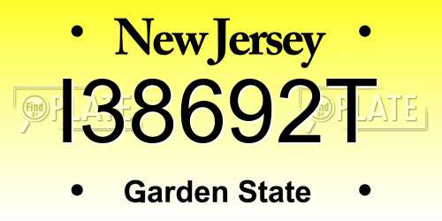 I38692T New Jersey License Plate
