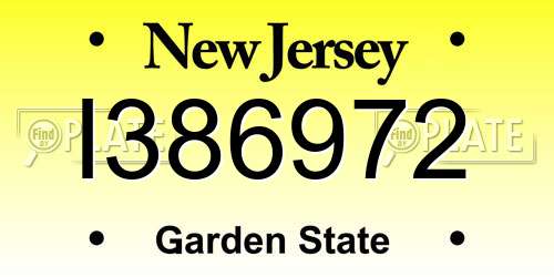 I386972 New Jersey License Plate
