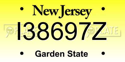 I38697Z New Jersey License Plate