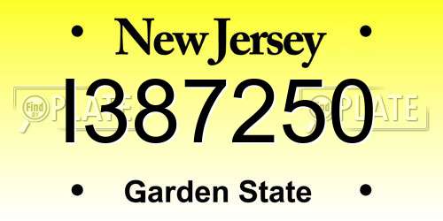 I387250 New Jersey License Plate