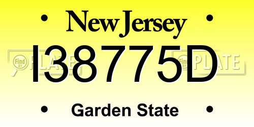 I38775D New Jersey License Plate