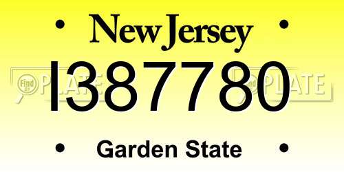 I387780 New Jersey License Plate
