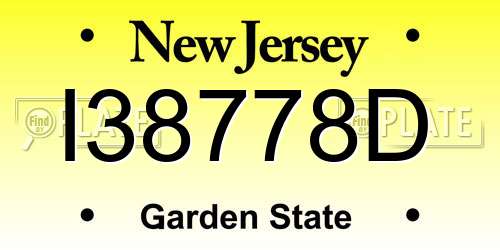 I38778D New Jersey License Plate