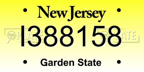 I388158 New Jersey License Plate
