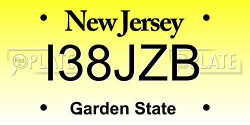 I38JZB New Jersey License Plate