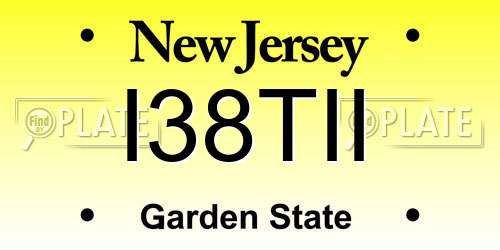 I38TII New Jersey License Plate