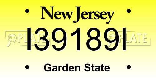 I39189I New Jersey License Plate