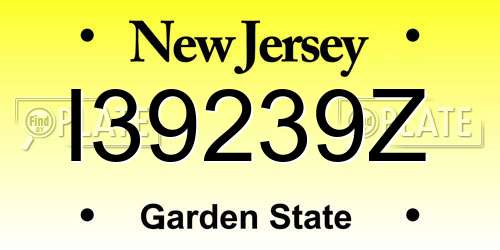 I39239Z New Jersey License Plate