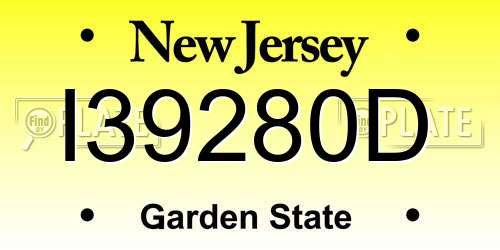 I39280D New Jersey License Plate