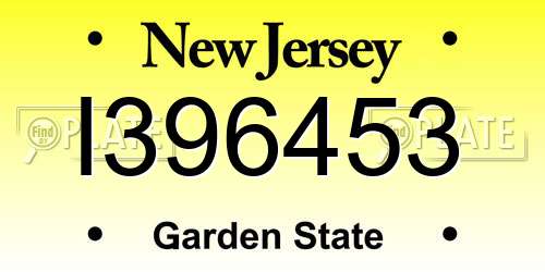 I396453 New Jersey License Plate