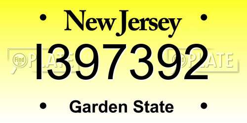 I397392 New Jersey License Plate