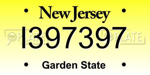 I397397 New Jersey License Plate