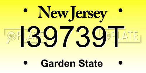 I39739T New Jersey License Plate