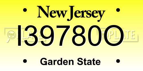 I39780O New Jersey License Plate