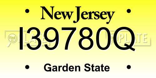 I39780Q New Jersey License Plate