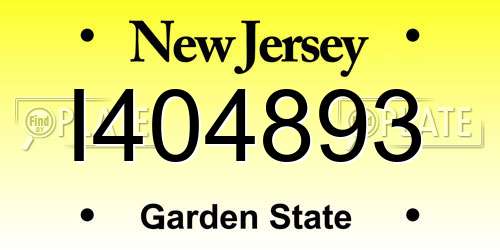 I404893 New Jersey License Plate