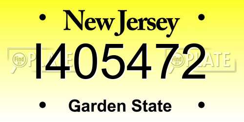 I405472 New Jersey License Plate