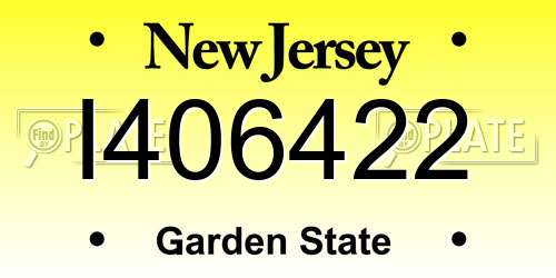 I406422 New Jersey License Plate