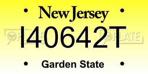 I40642T New Jersey License Plate