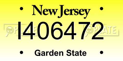 I406472 New Jersey License Plate