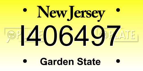 I406497 New Jersey License Plate