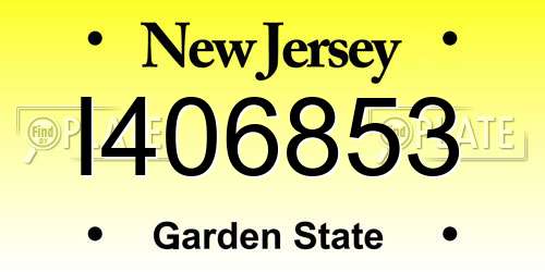 I406853 New Jersey License Plate