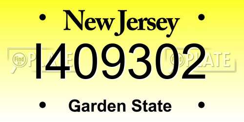 I409302 New Jersey License Plate