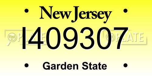 I409307 New Jersey License Plate