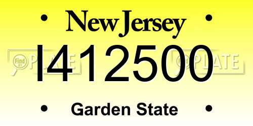 I412500 New Jersey License Plate