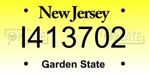 I413702 New Jersey License Plate