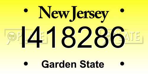 I418286 New Jersey License Plate