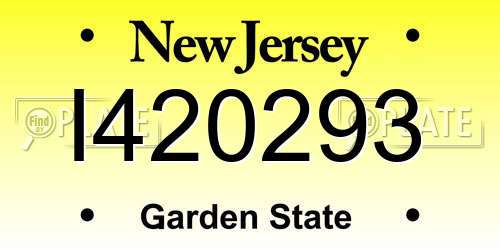 I420293 New Jersey License Plate