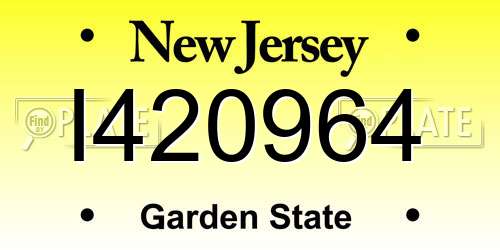 I420964 New Jersey License Plate