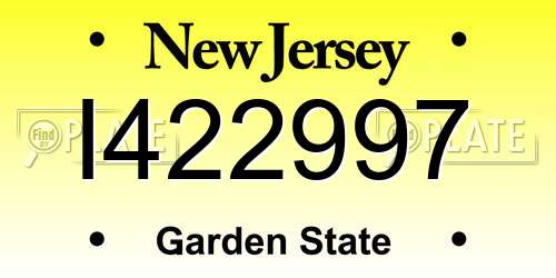 I422997 New Jersey License Plate