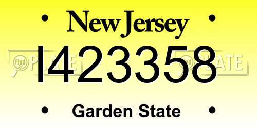 I423358 New Jersey License Plate