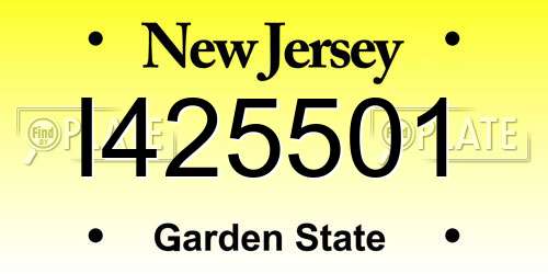 I425501 New Jersey License Plate
