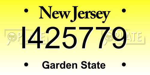 I425779 New Jersey License Plate