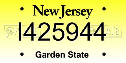 I425944 New Jersey License Plate
