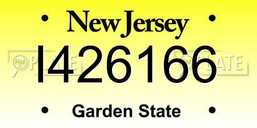 I426166 New Jersey License Plate