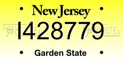 I428779 New Jersey License Plate