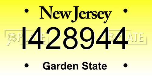 I428944 New Jersey License Plate