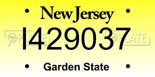 I429037 New Jersey License Plate