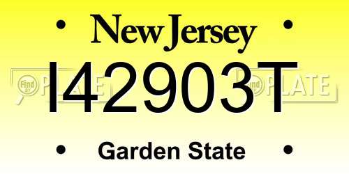 I42903T New Jersey License Plate