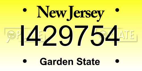 I429754 New Jersey License Plate