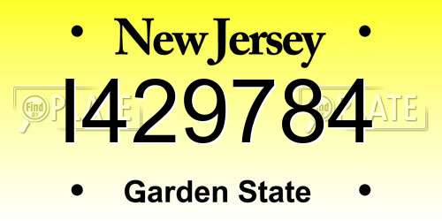 I429784 New Jersey License Plate