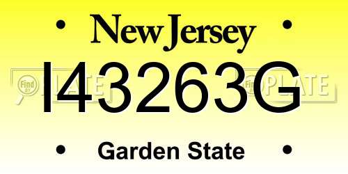 I43263G New Jersey License Plate