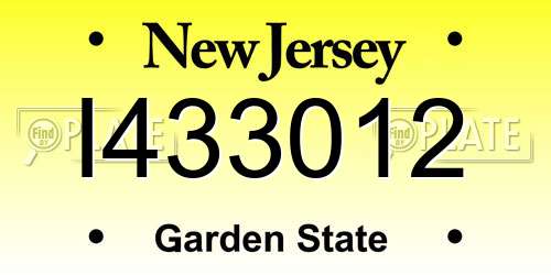 I433012 New Jersey License Plate