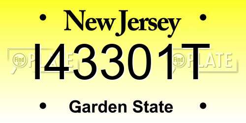 I43301T New Jersey License Plate